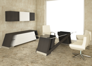 Baltoro Modern Executive Desk & Credenza with glass top in Columbia espresso