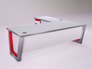 Windsor Modern Executive Desk - white with red accents